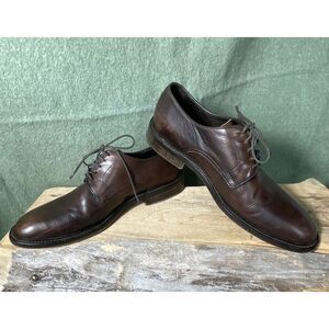BARNEYS New‎ York Mens 8M Brown Leather Lace Up Shoes Made In Italy *READ